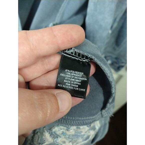 Curations Grey Blue Embroidery Floral Long Sleeve Lon Open Jacket. Size S - Picture 8 of 10
